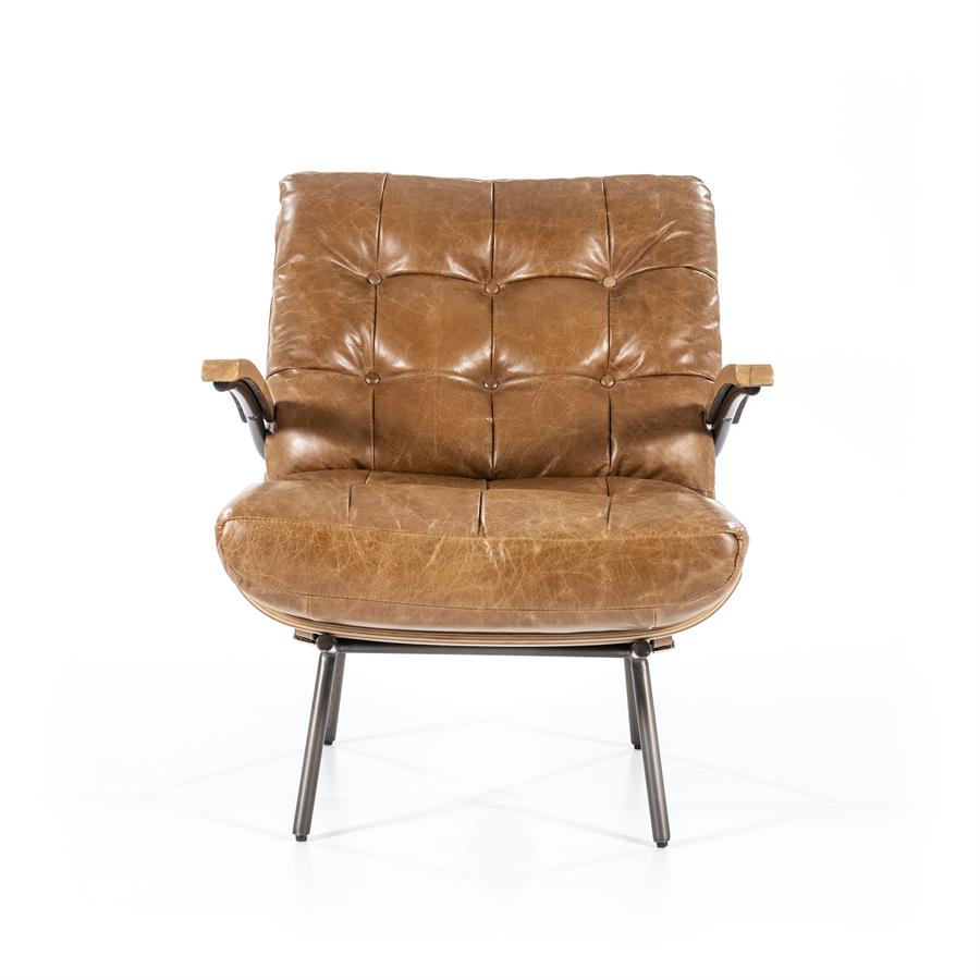 Fauteuil Bastiaan - leder: cognac, zwart of donkerbruin