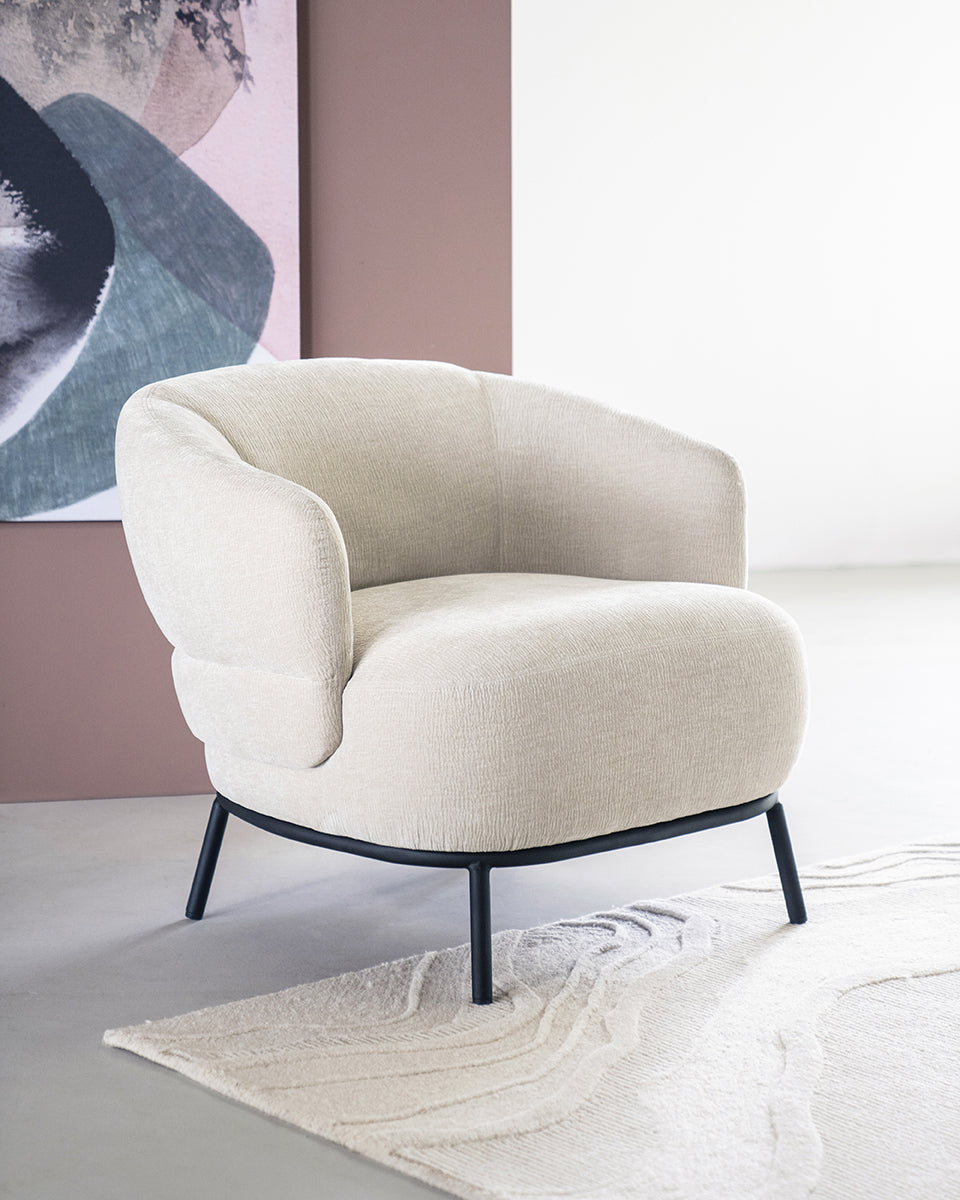 Fauteuil David - polyester - mosterd, beige of taupe - ELEO