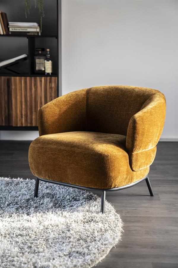 Fauteuil David - polyester - mosterd, beige of taupe