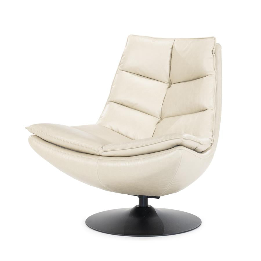 Fauteuil Sven roterend - Boho leer - zwart, cognac of beige - ELEO