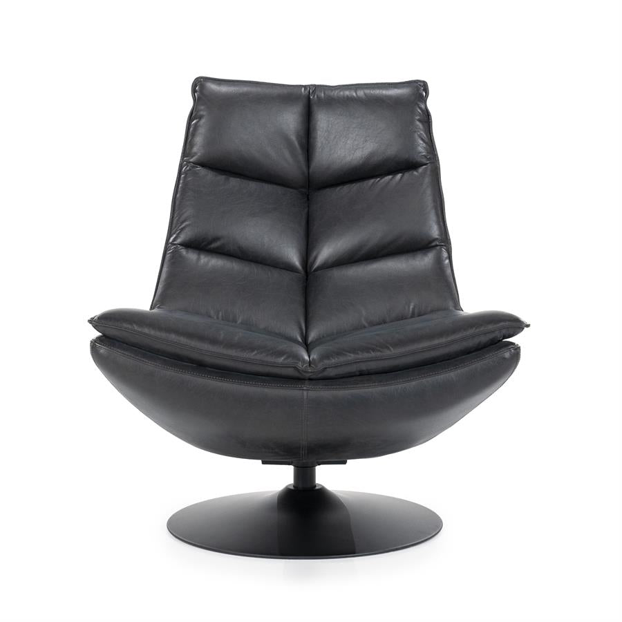 Fauteuil Sven roterend - Boho leer - zwart, cognac of beige - ELEO
