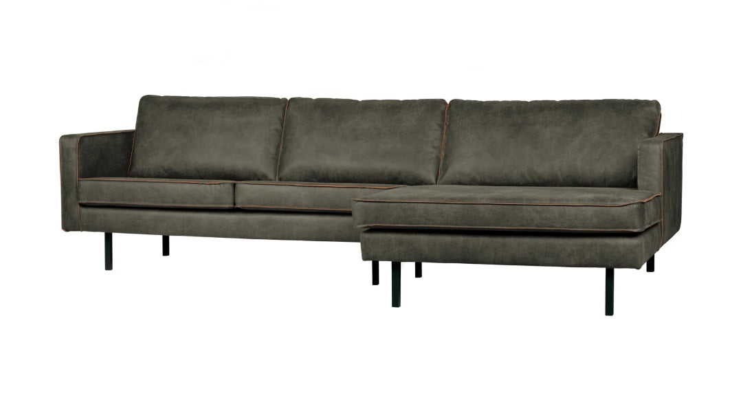 Salonset Rodeo - chaise longue rechts - ecoleer cognac, zwart of mosgroen - EEKH