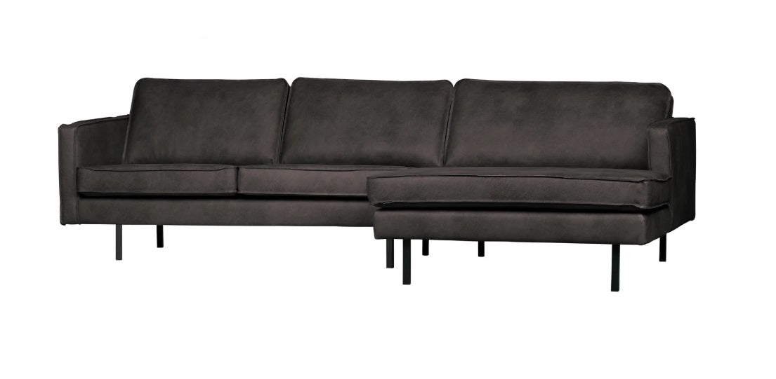 Salonset Rodeo - chaise longue rechts - ecoleer cognac, zwart of mosgroen - EEKH