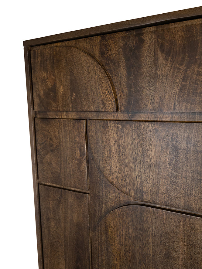 Bergkast 180 met 3 deuren en 2 open vakken, donkere walnoot - NW