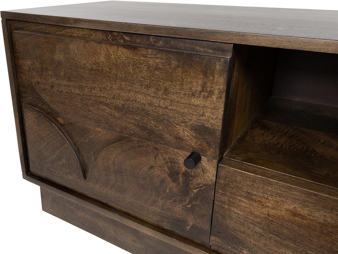TV-dressoir 150 met 2 deuren, 1 lade en 1 open vak, donker walnoot - NW