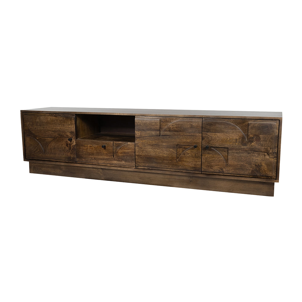 tv-dressoir 190 met 3 deuren, 1 lade en 1 open vak, donker walnoot - NW