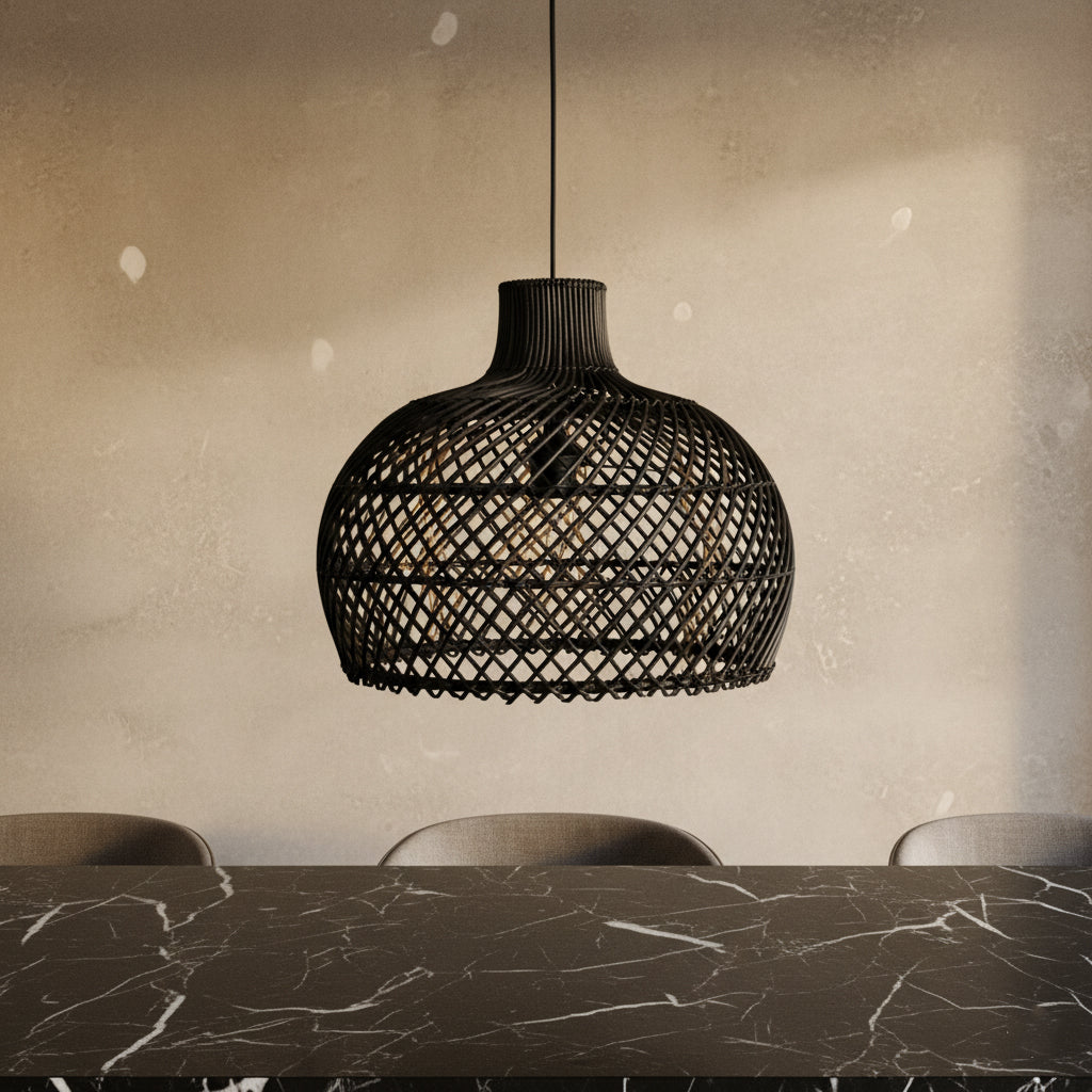 Suspension Maze en rotin noir - Ø 42 x 36 cm - RAW