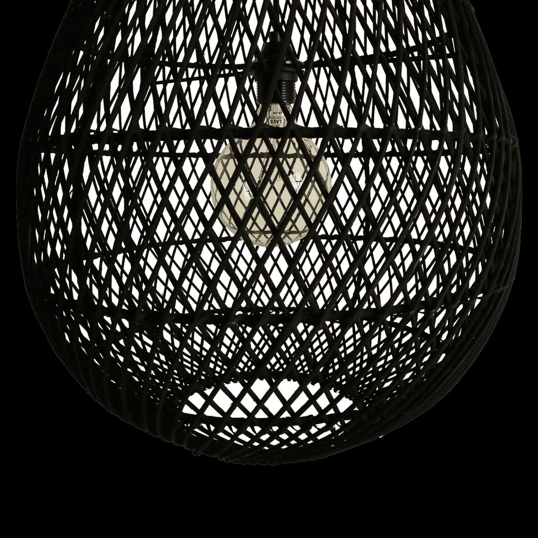 Maze druppel rotan hanglamp zwart - Ø 45x65 cm - RAW
