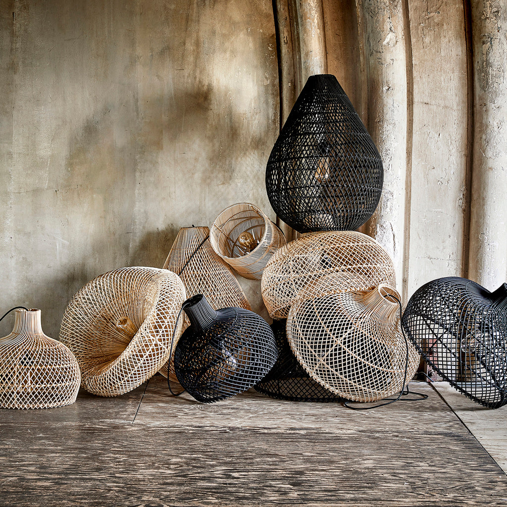 Maze druppel rotan hanglamp zwart - Ø 45x65 cm - RAW