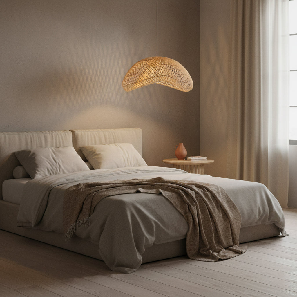 Maze rotan hanglamp organisch L -Ø 57x31 cm - RAW