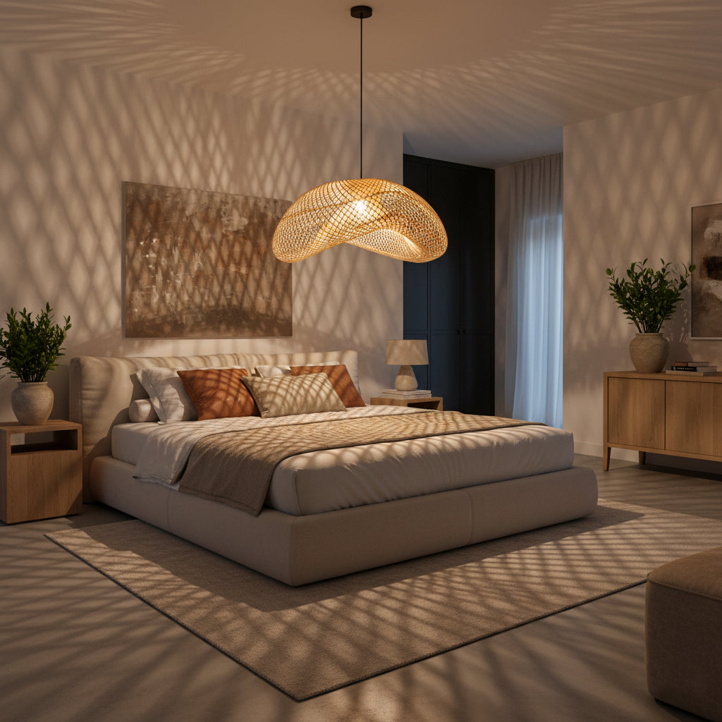 Maze rotan hanglamp organisch XL - Ø 75x31 cm - RAW