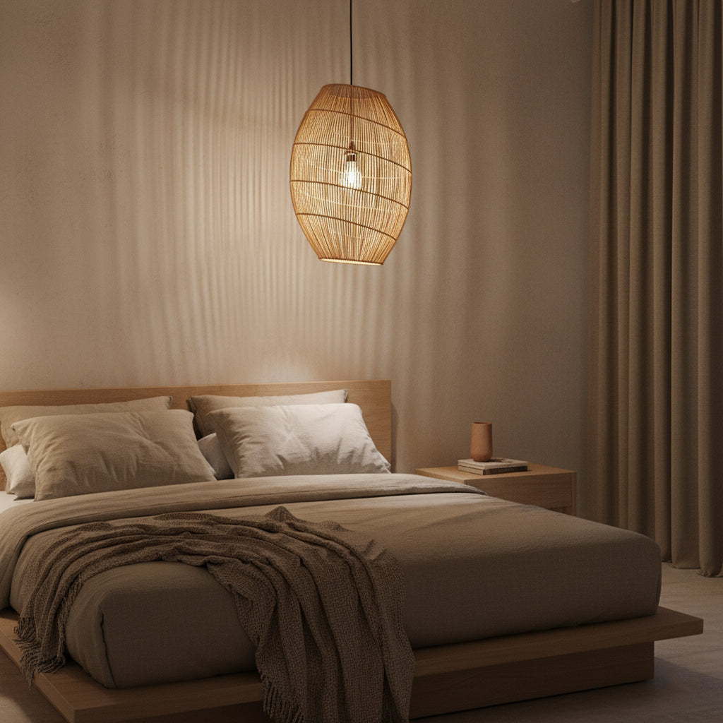 Luna rotan hanglamp Halo - Ø 40x60 cm - RAW