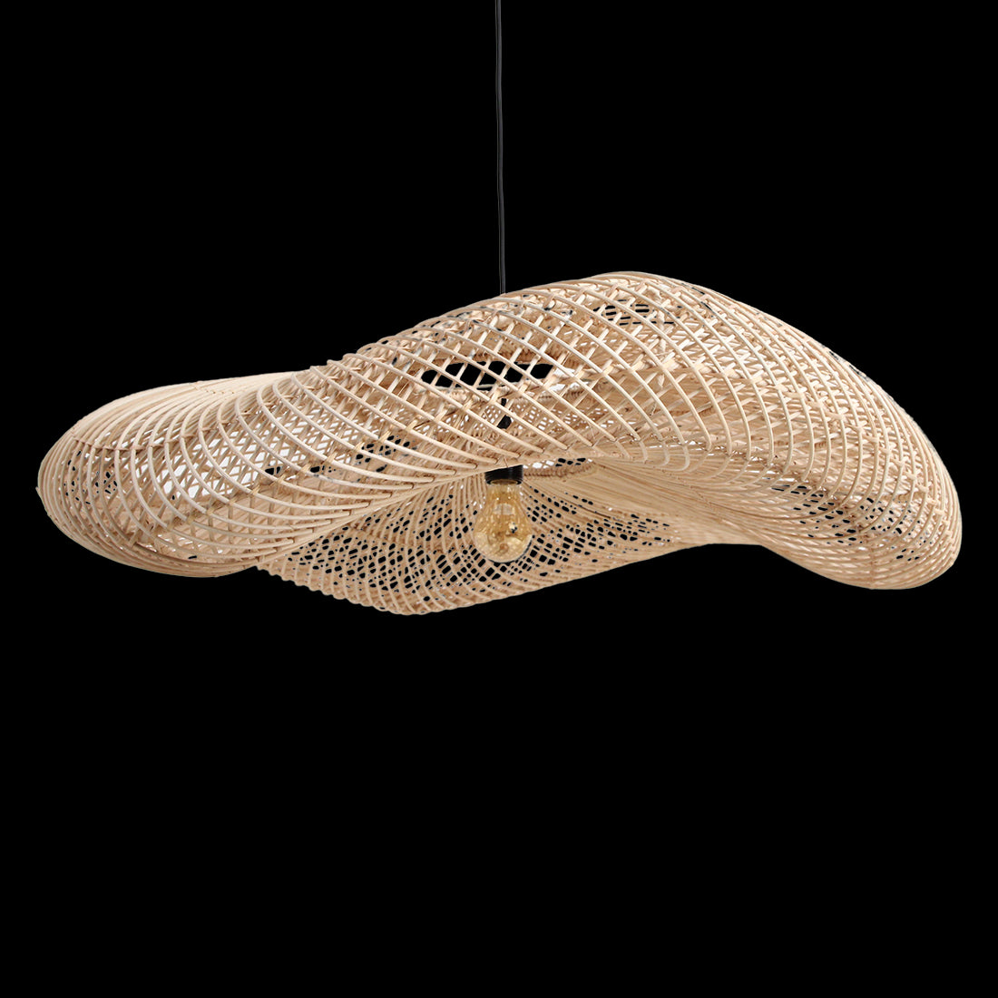 Wave rotan hanglamp XL - Ø90x22 cm - RAW