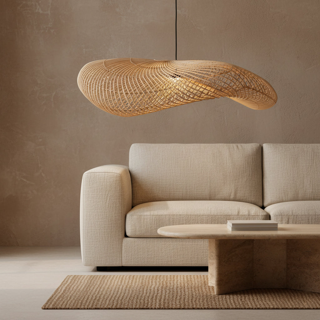 Wave rotan lamp XXL - Ø115x35 cm - RAW