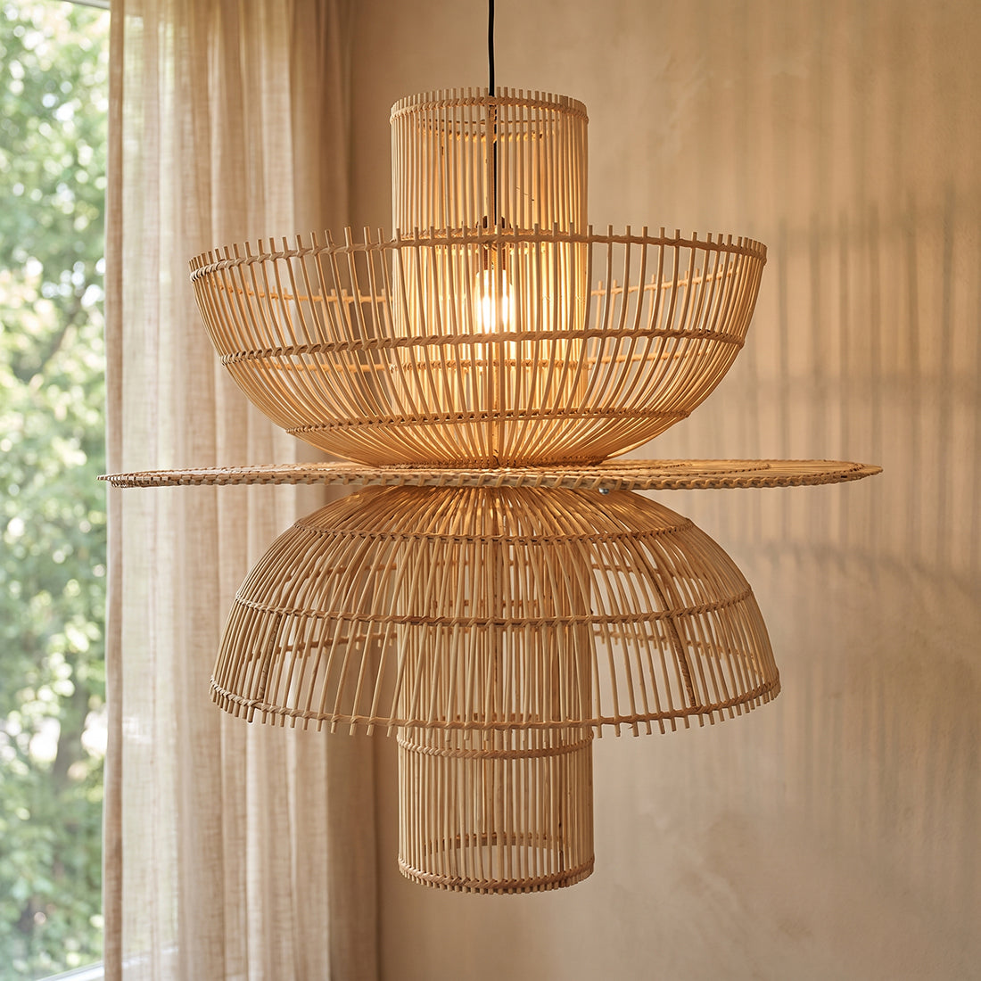 Saturn rotan hanglamp - Ø 65x63 cm - RAW