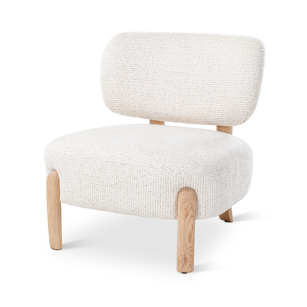 Loungestoel Denzel beige, massief eiken poten - VDC