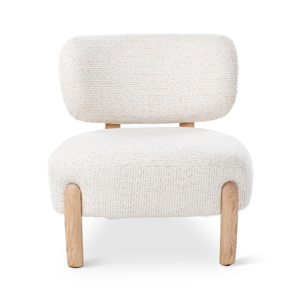 Loungestoel Denzel beige, massief eiken poten - VDC