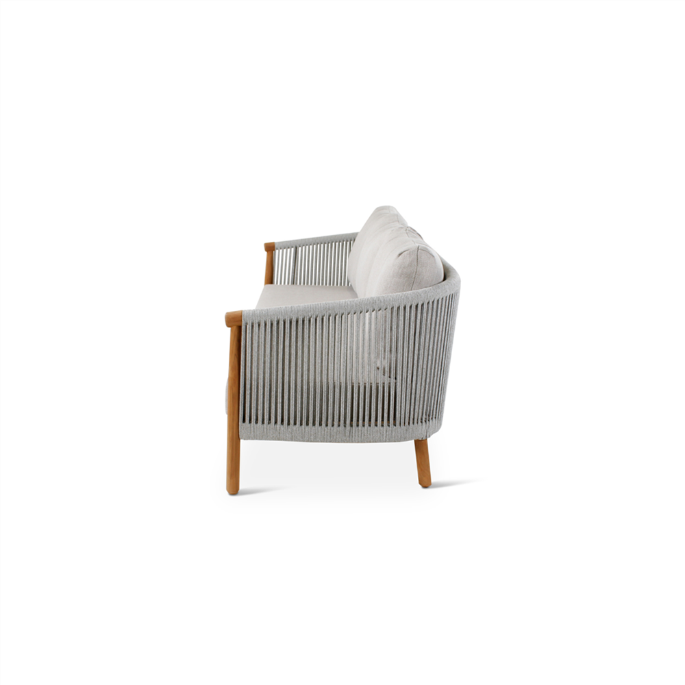 Fauteuil de jardin 3 places Romeo - teck naturel - avec coussins Cloud et housse - VDC