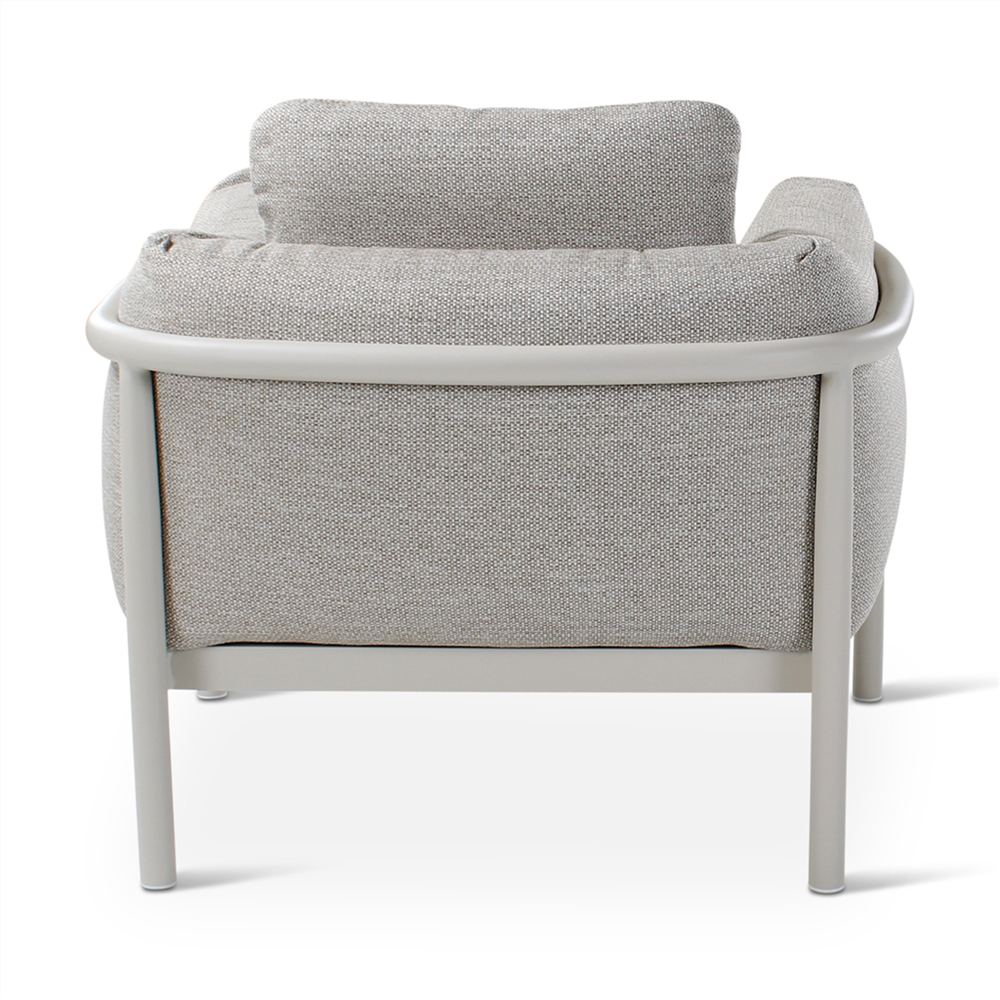 Fauteuil lounge d'extérieur Liv - aluminium sable - avec coussins et housse Dune - VDC