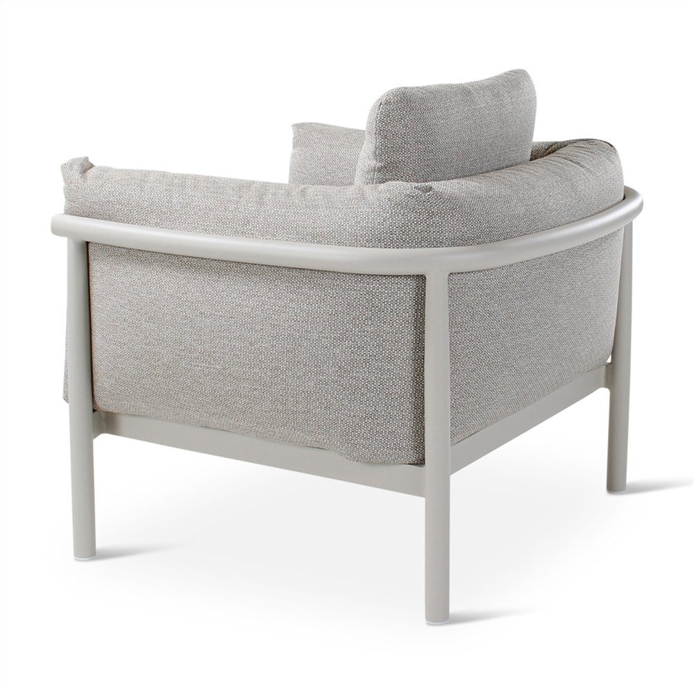 Fauteuil lounge d'extérieur Liv - aluminium sable - avec coussins et housse Dune - VDC