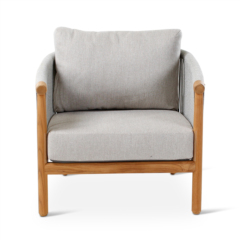 Fauteuil de jardin Romeo - teck naturel - avec coussins Cloud et housse - VDC