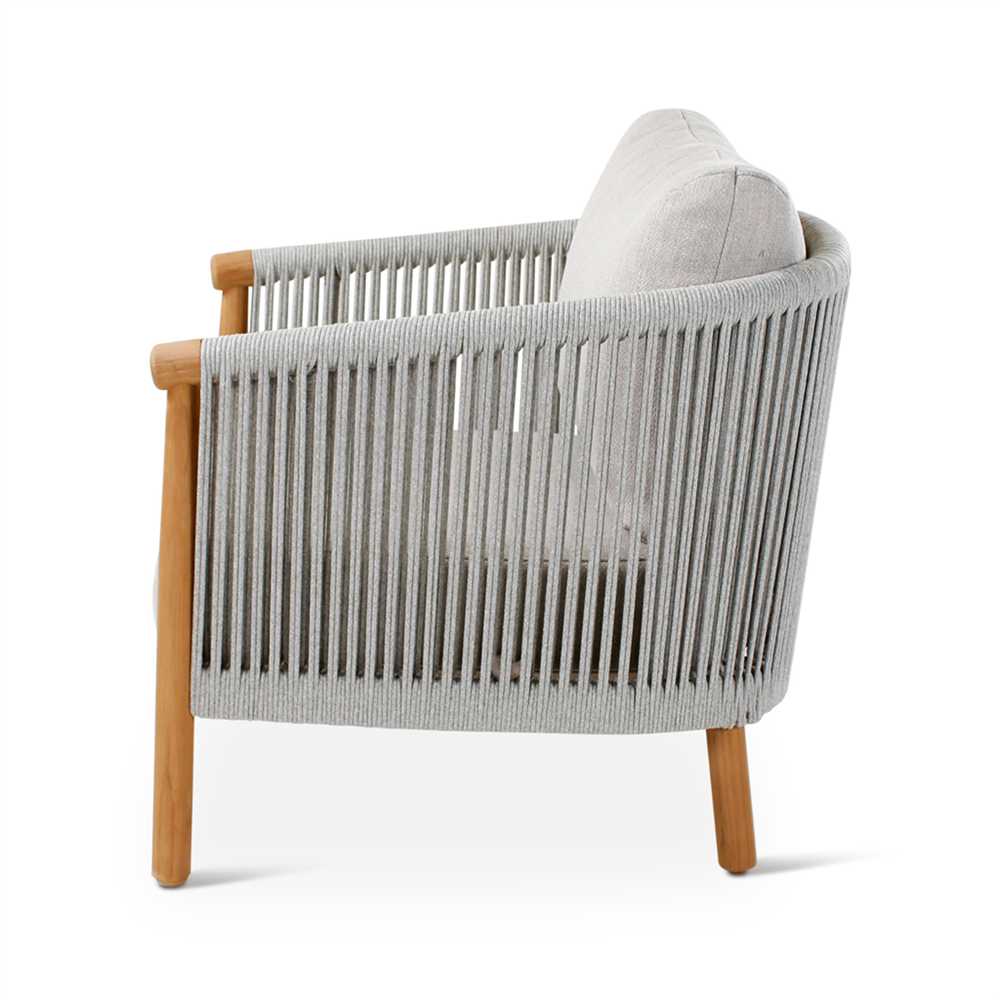 Fauteuil de jardin Romeo - teck naturel - avec coussins Cloud et housse - VDC