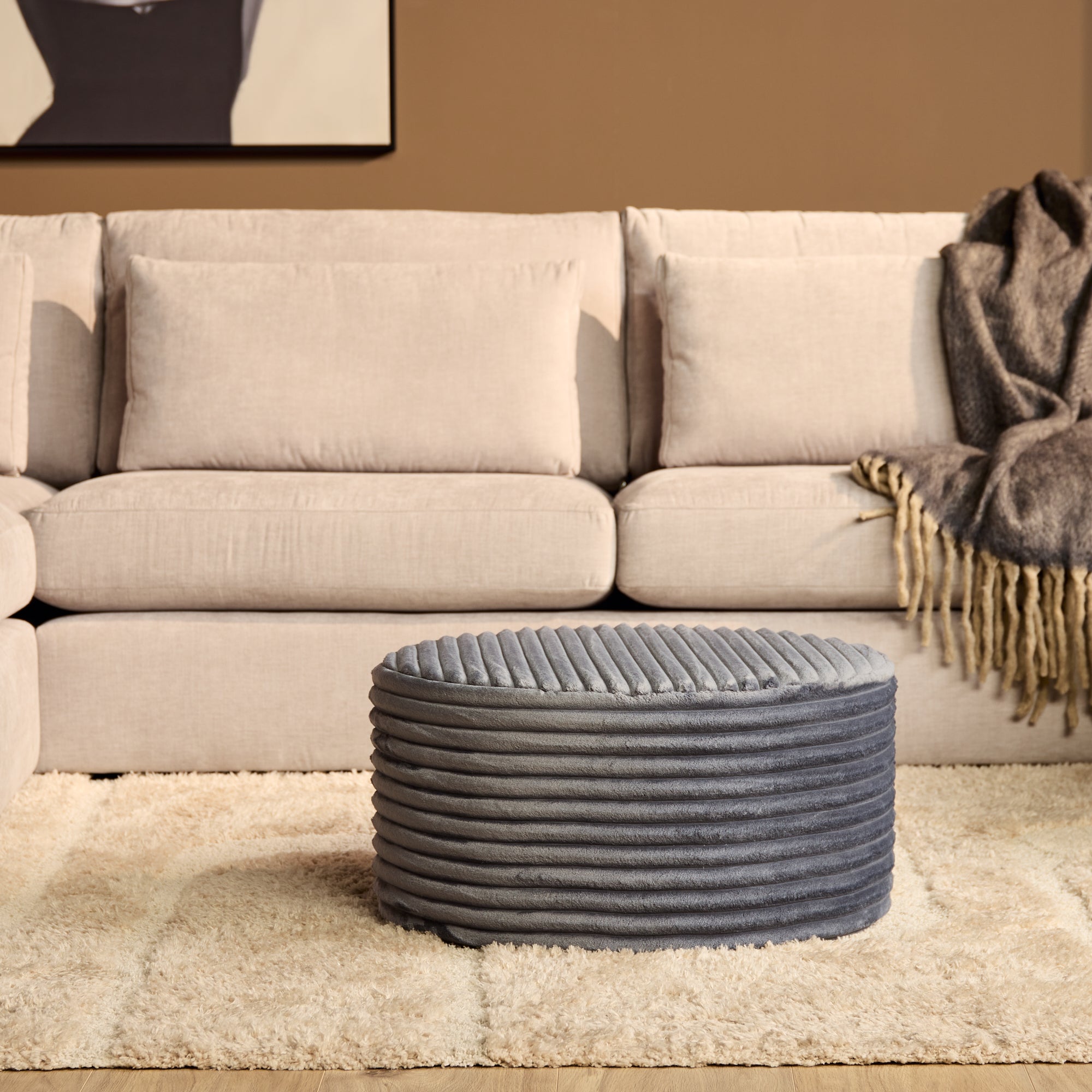Poef | Rond | 60 cm | Tilia 85 | Antraciet - STF