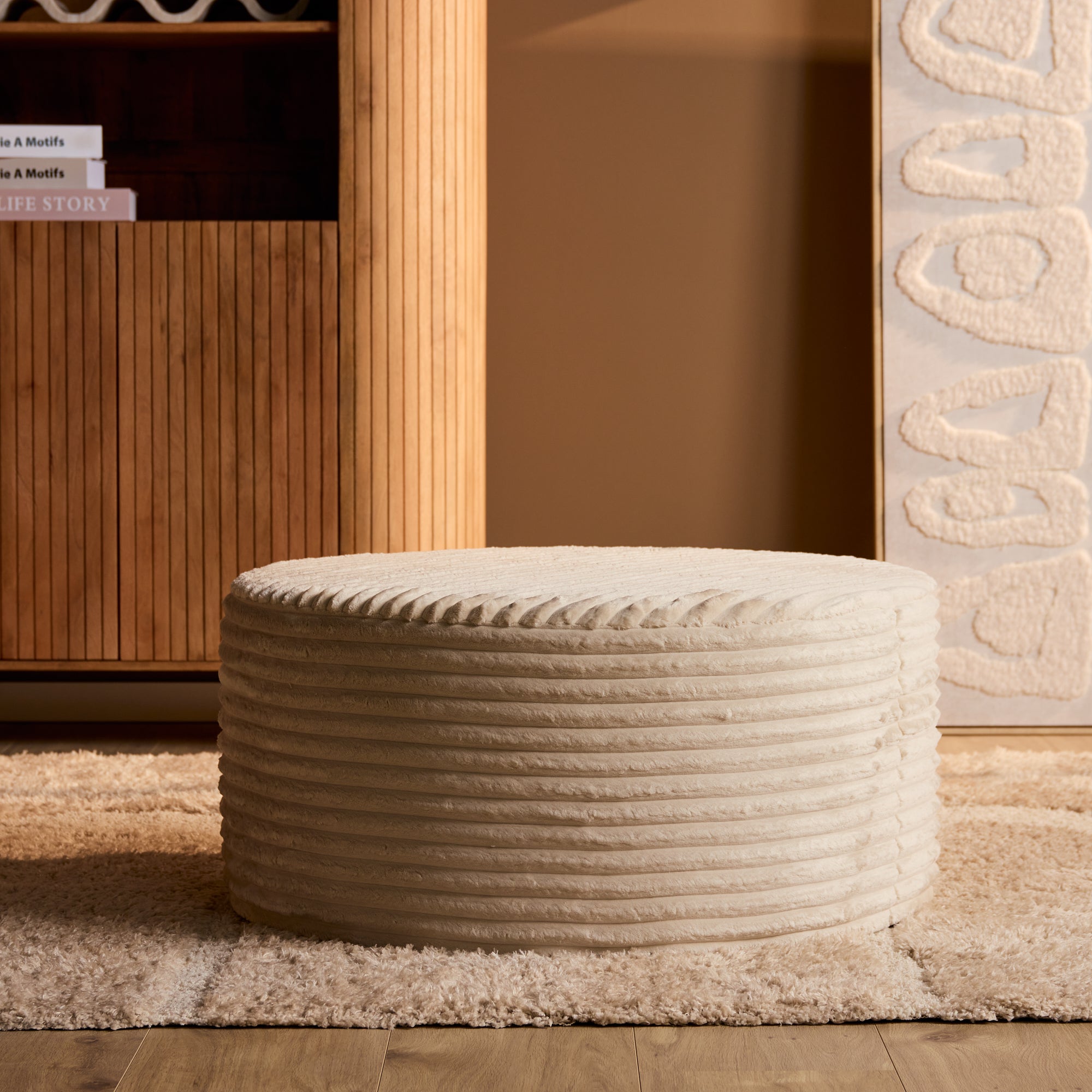 Poef | Rond | 80 cm | Tilia 03 | Beige - STF