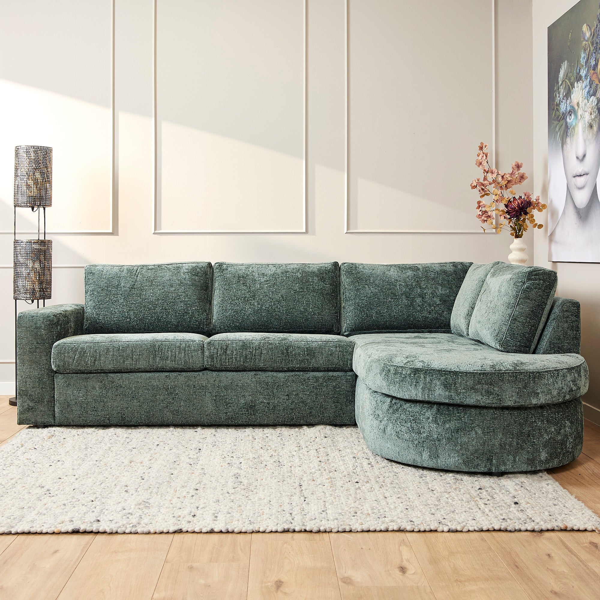 Sofa Alma | 2,5-zit + ottomane rechts | groen - STF