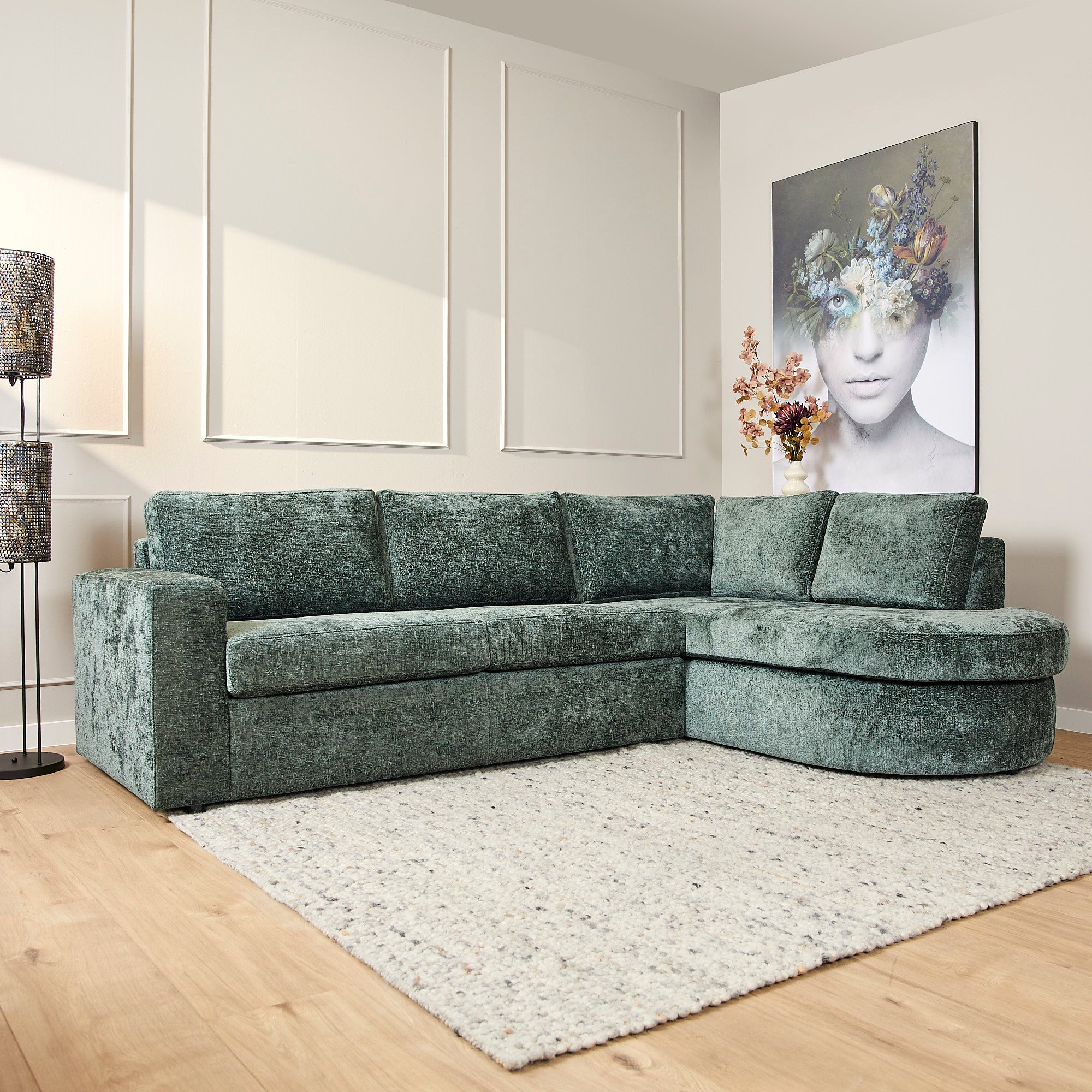 Sofa Alma | 2,5-zit + ottomane rechts | groen - STF