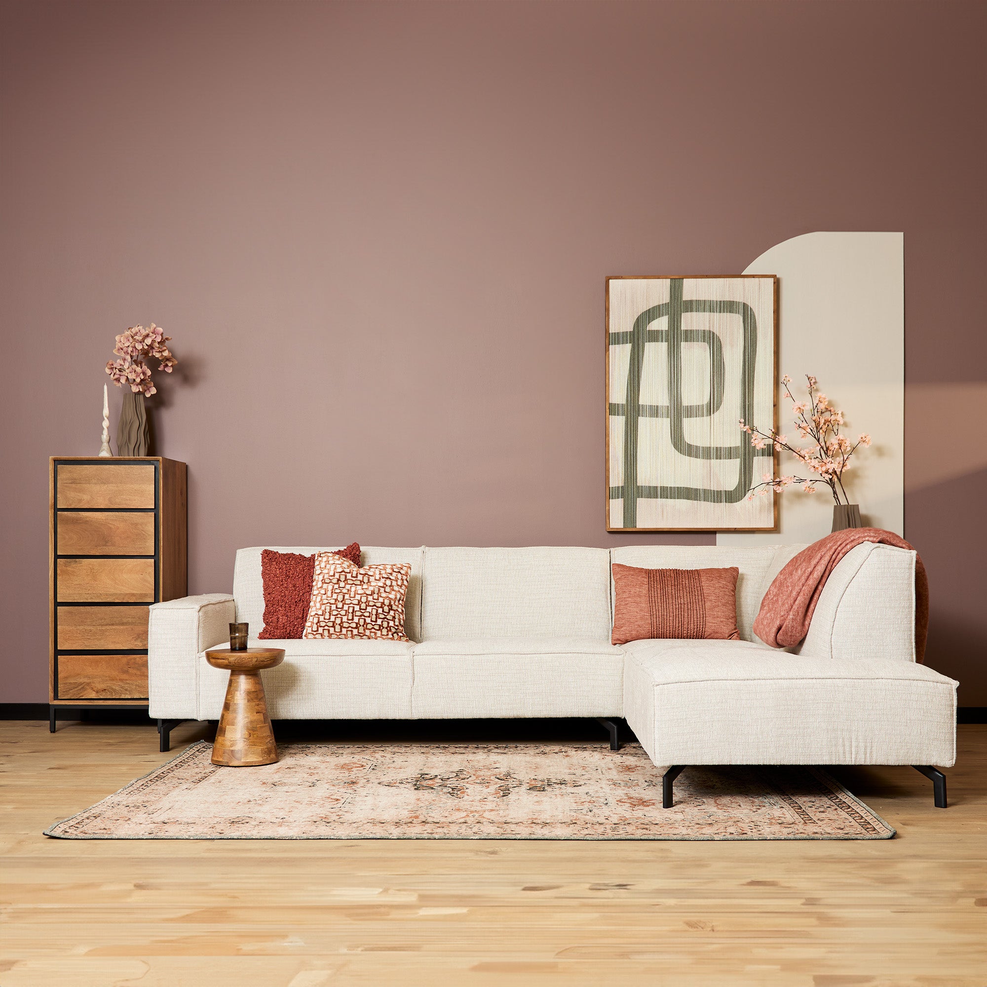 Sofa Floris | 2,5 zit + Divan Rechts | Beige - STF