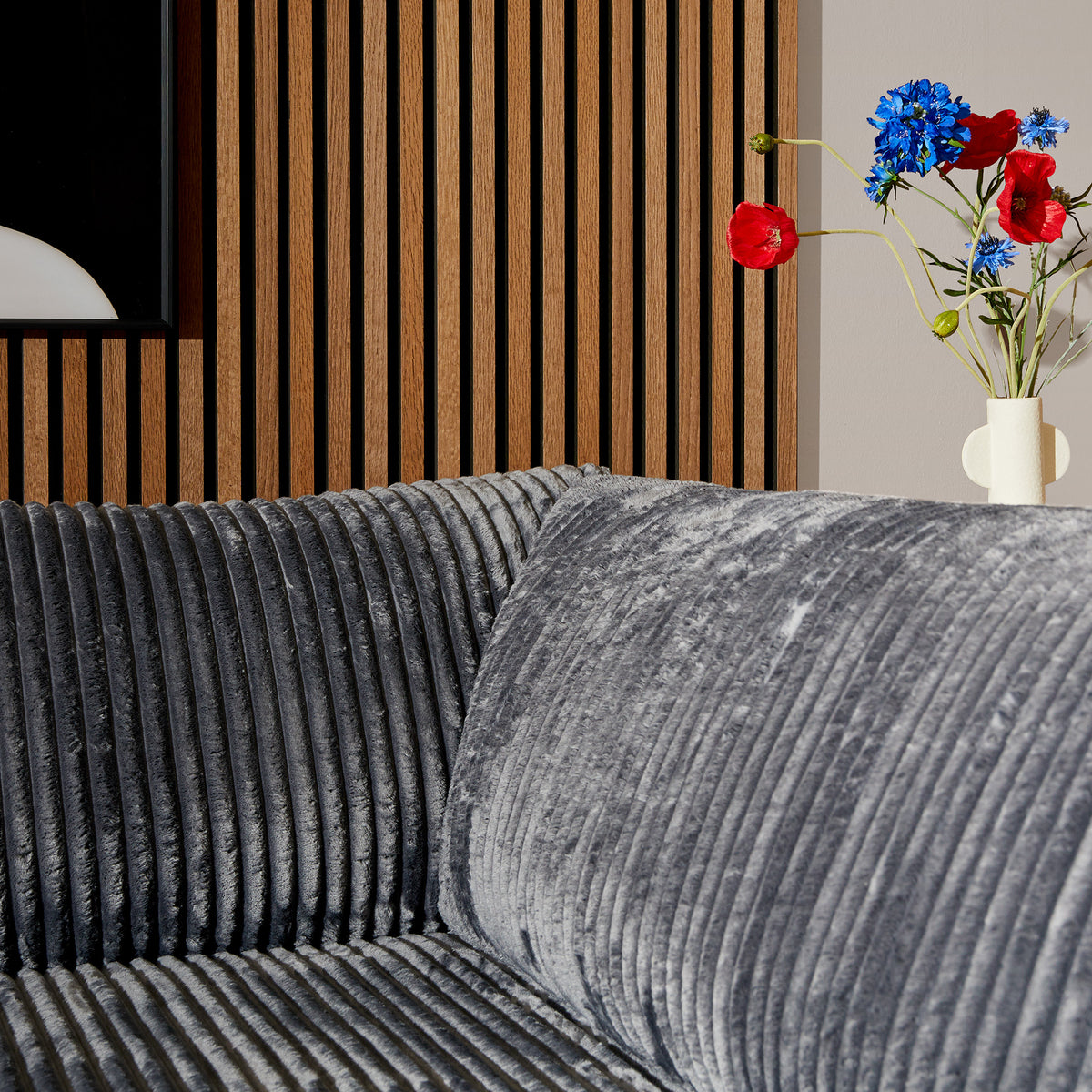 Ensemble canapé Teddy | Canapé 2,5 places + canapé à droite | Anthracite