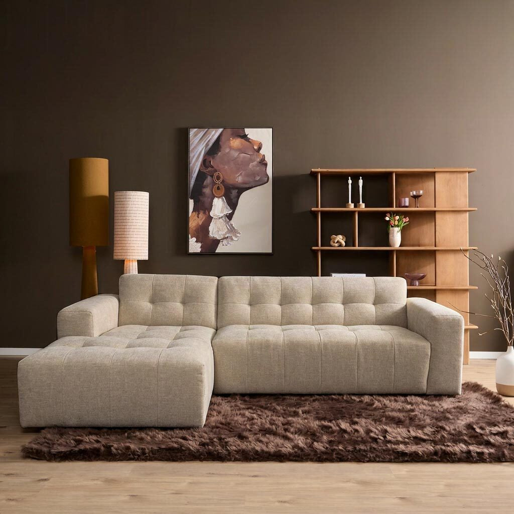 Salon Ruby hoekbank beige lounge L + 2,5-zits arm rechts - STF