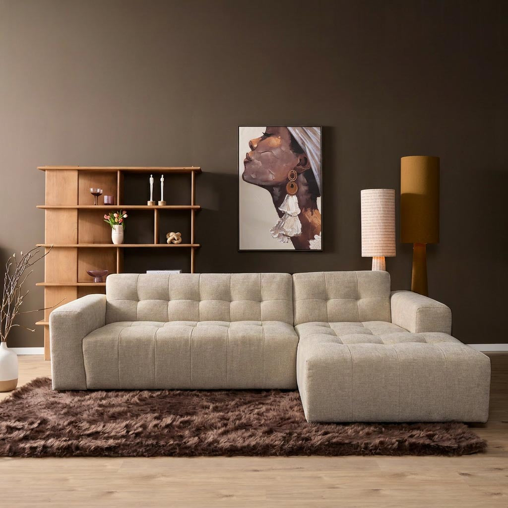 Salon Ruby Hoekbank Beige 2,5-zits AL + Lounge R - STF