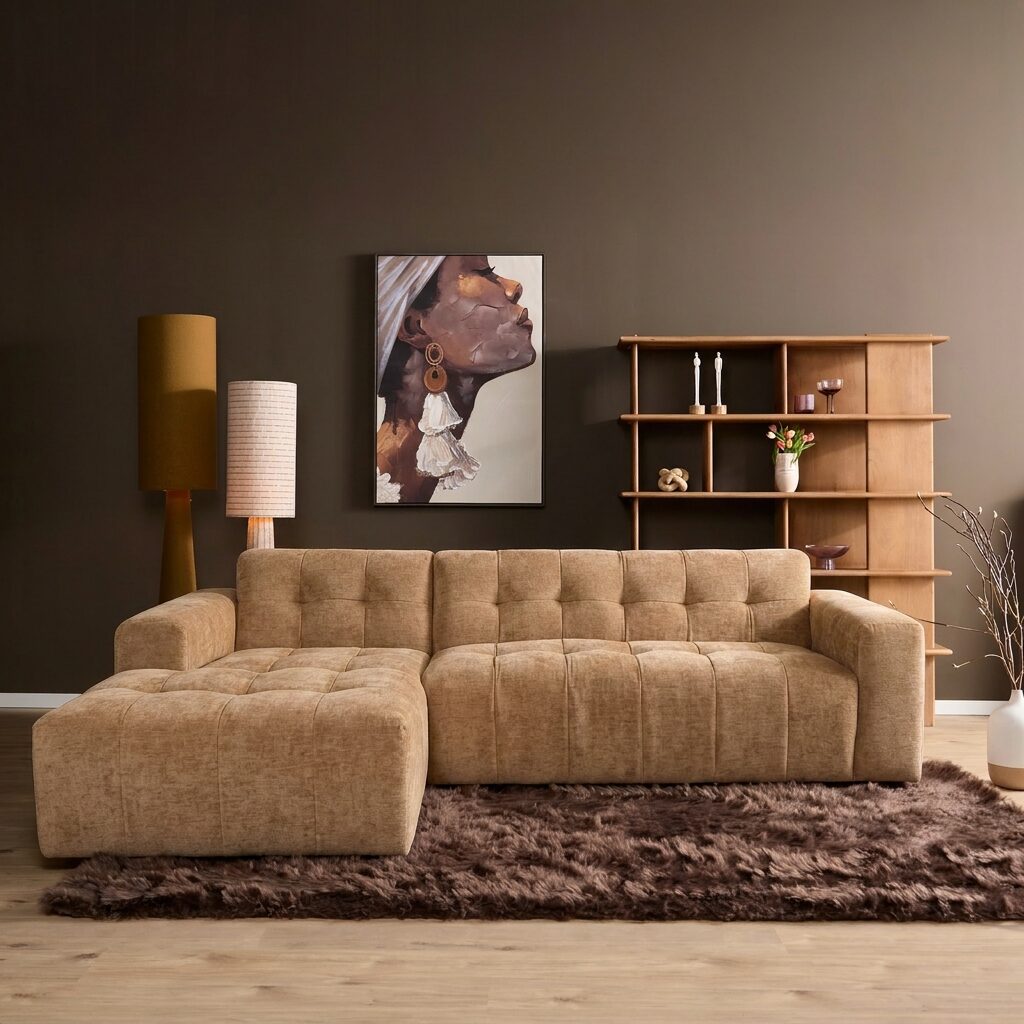 Salon Ruby hoekbank Camel Lounge L + 2,5-zits arm rechts - STF