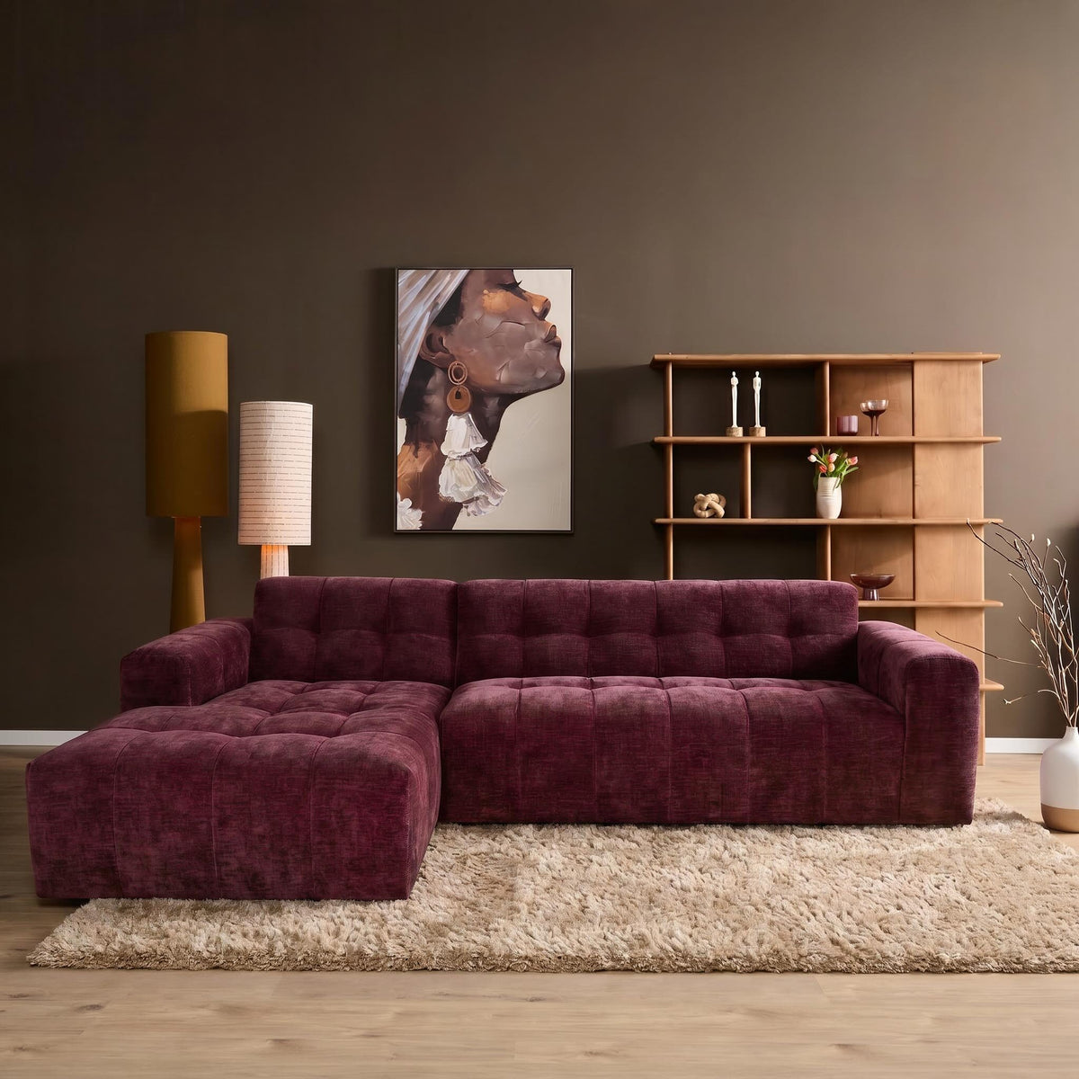 Salon Ruby Hoekbank Paars Lounge L + 2,5-zits AR - STF