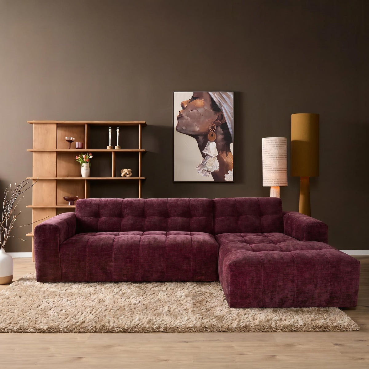 Salon Ruby Hoekbank Paars 2,5-zits AL + Lounge rechts - STF