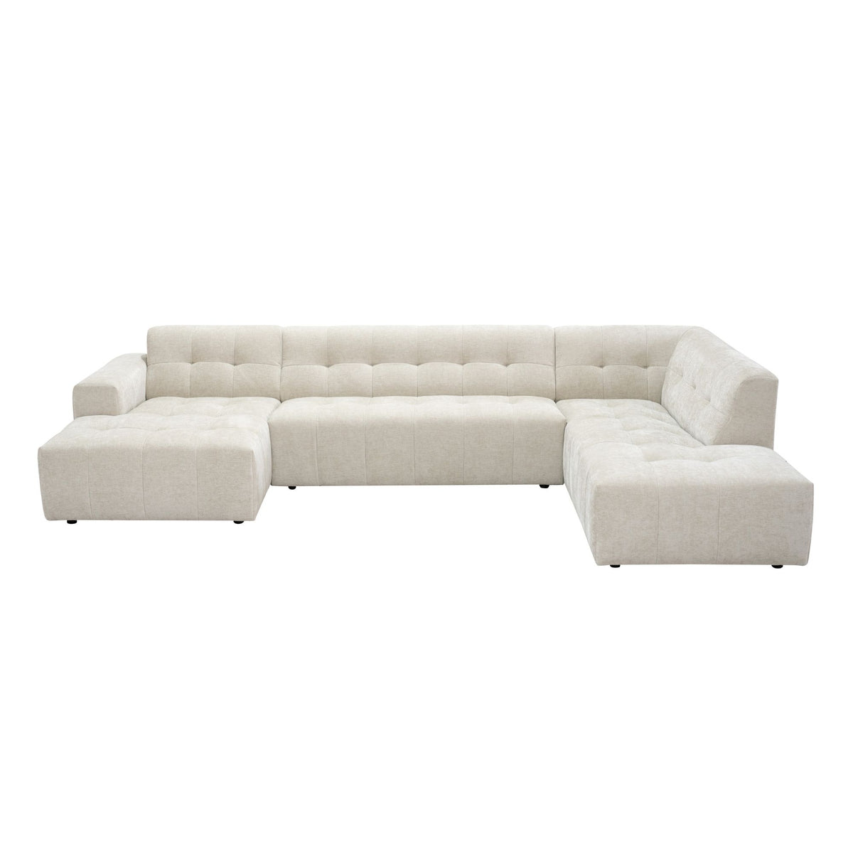 Salon Ruby U-bank beige lounge links + 2,5-zits + ottomane rechts - STF