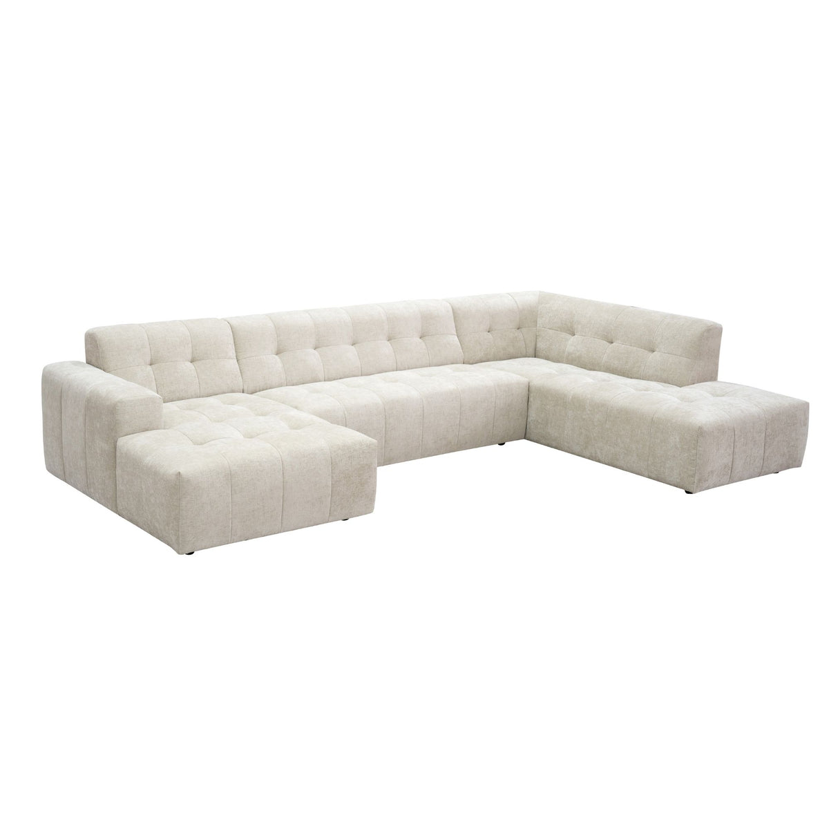Salon Ruby U-bank beige lounge links + 2,5-zits + ottomane rechts - STF