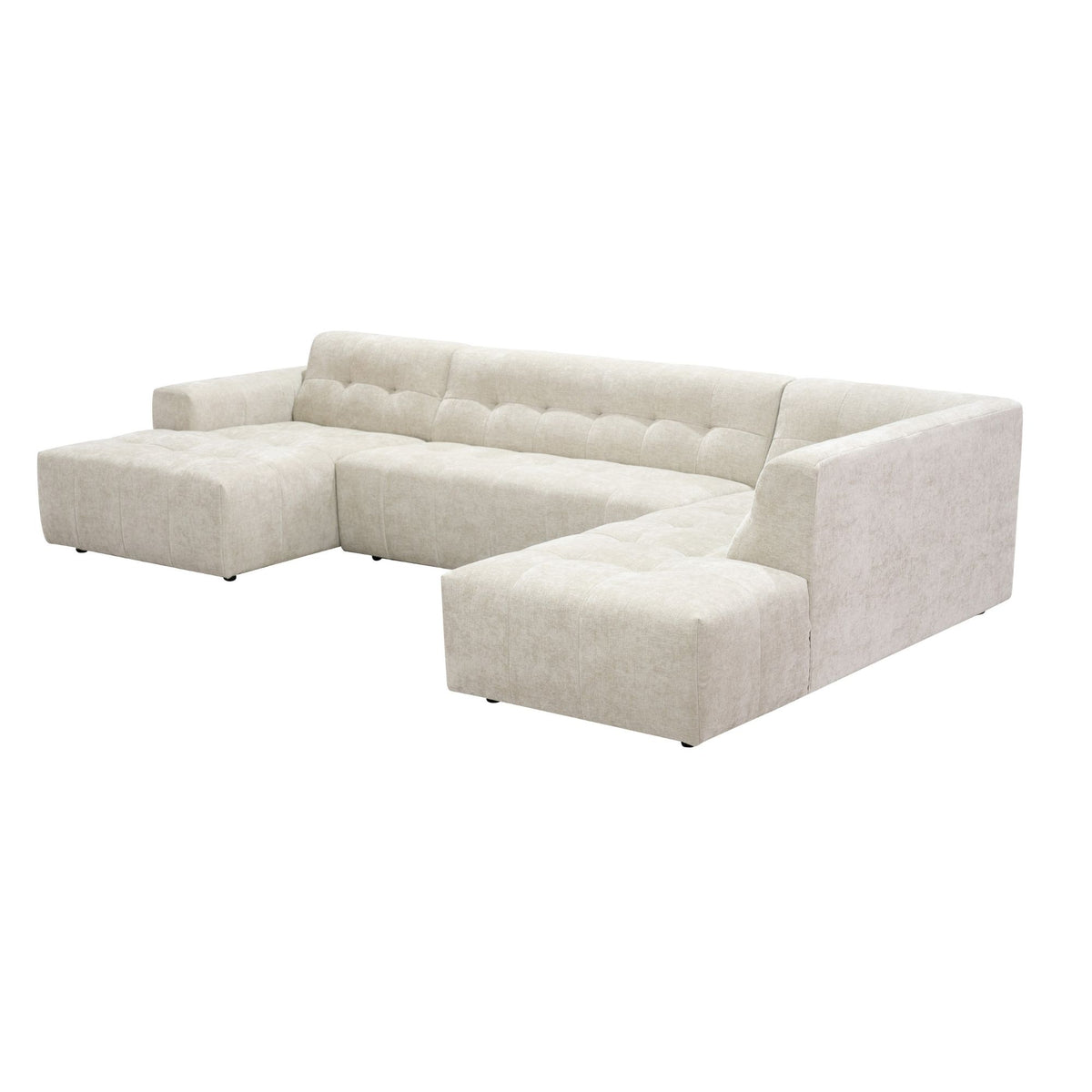 Salon Ruby U-bank beige lounge links + 2,5-zits + ottomane rechts - STF