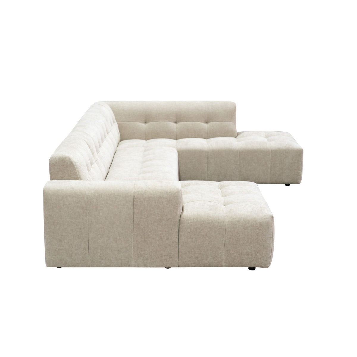 Salon Ruby U-bank beige lounge links + 2,5-zits + ottomane rechts - STF