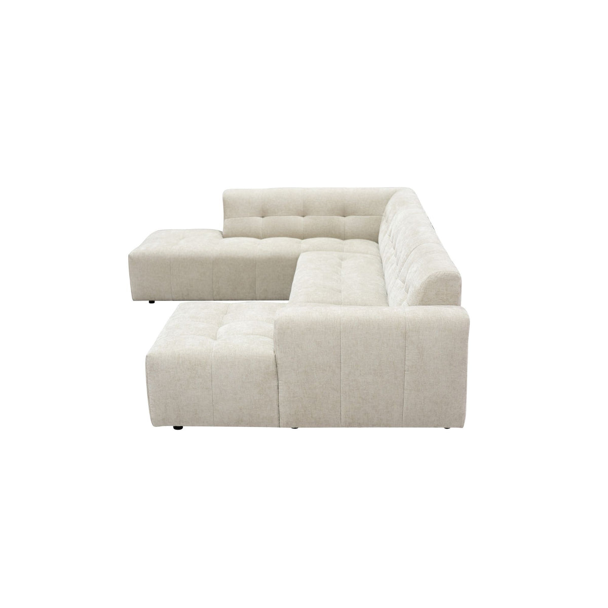 Salon Ruby U-bank beige ottomane links + 2,5-zits + lounge rechts - STF