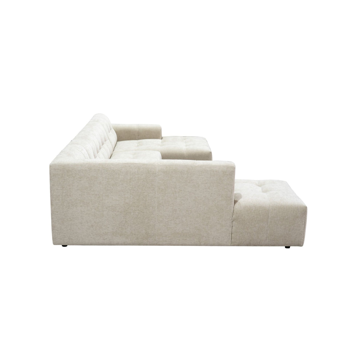 Salon Ruby U-bank beige ottomane links + 2,5-zits + lounge rechts - STF