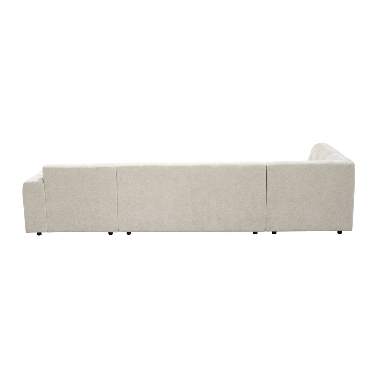 Salon Ruby U-bank beige ottomane links + 2,5-zits + lounge rechts - STF