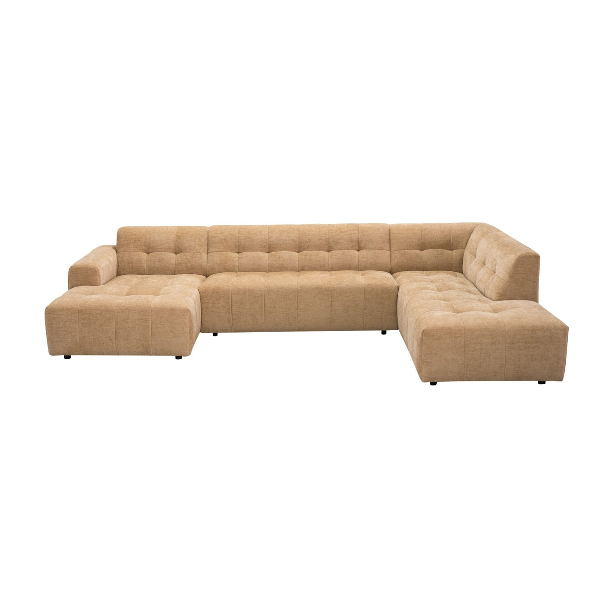 Salon Ruby U-bank camel lounge links + 2,5-zits + ottomane rechts - STF