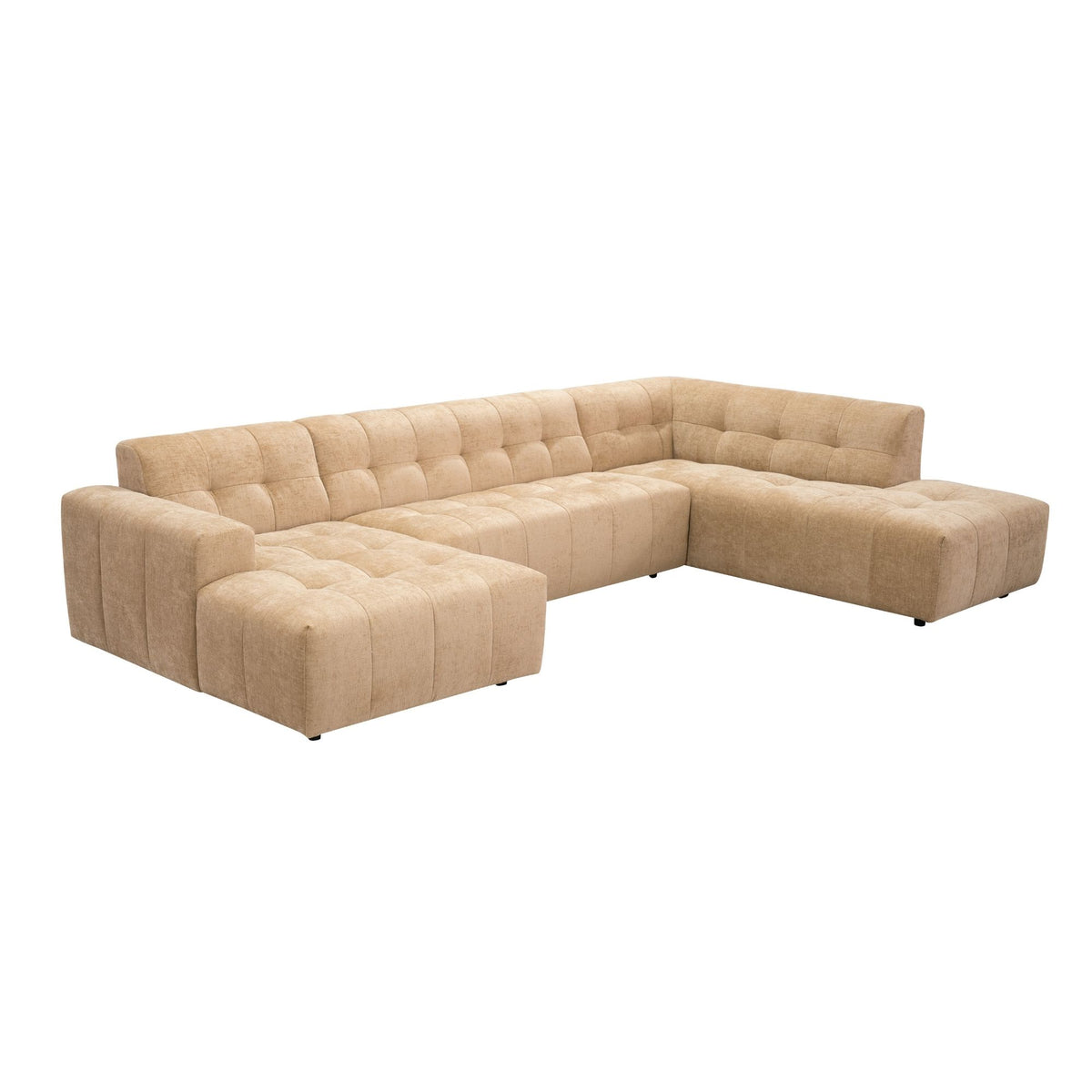 Salon Ruby U-bank camel lounge links + 2,5-zits + ottomane rechts - STF