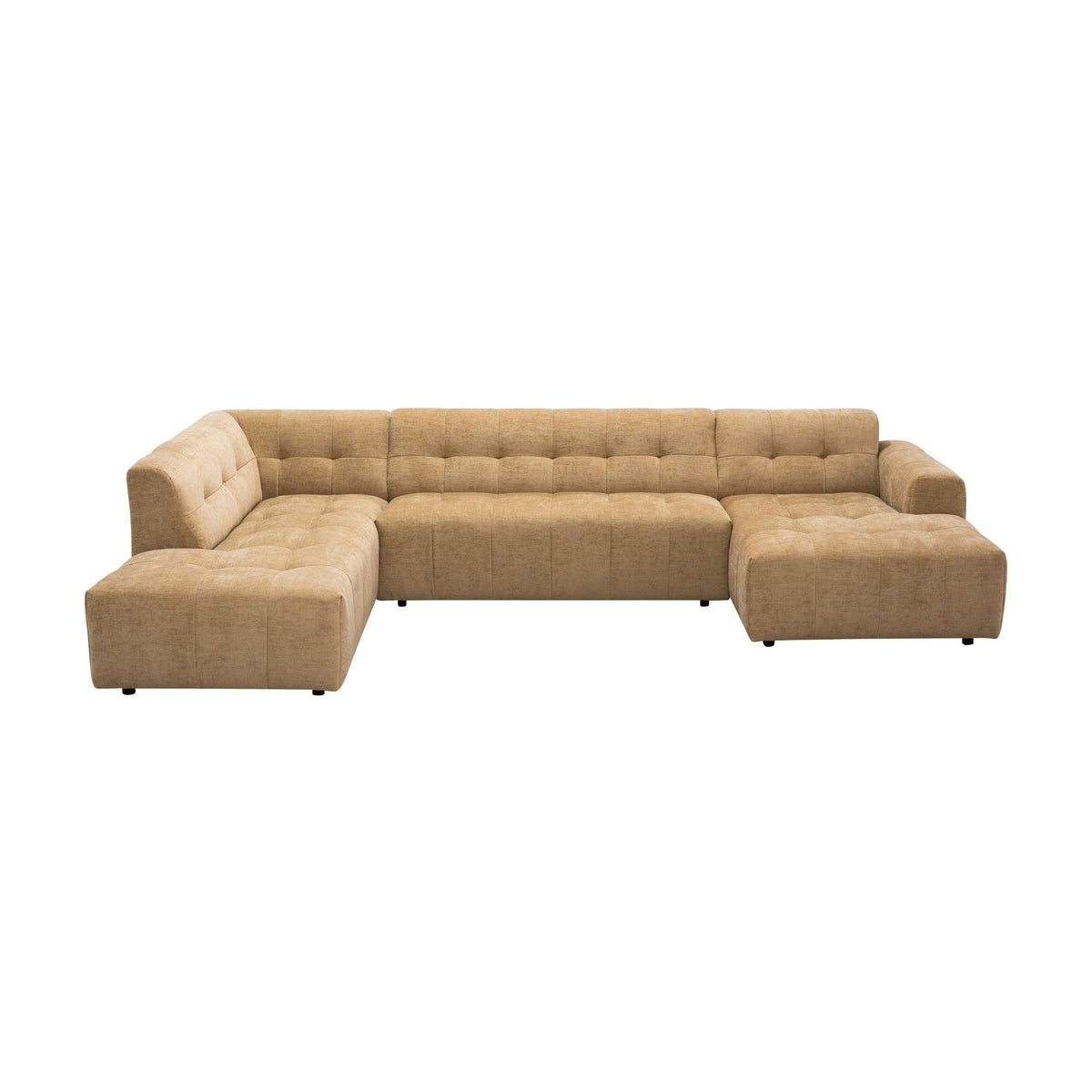 Salon Ruby U-bank camel ottomane links + 2,5-zits + lounge rechts - STF