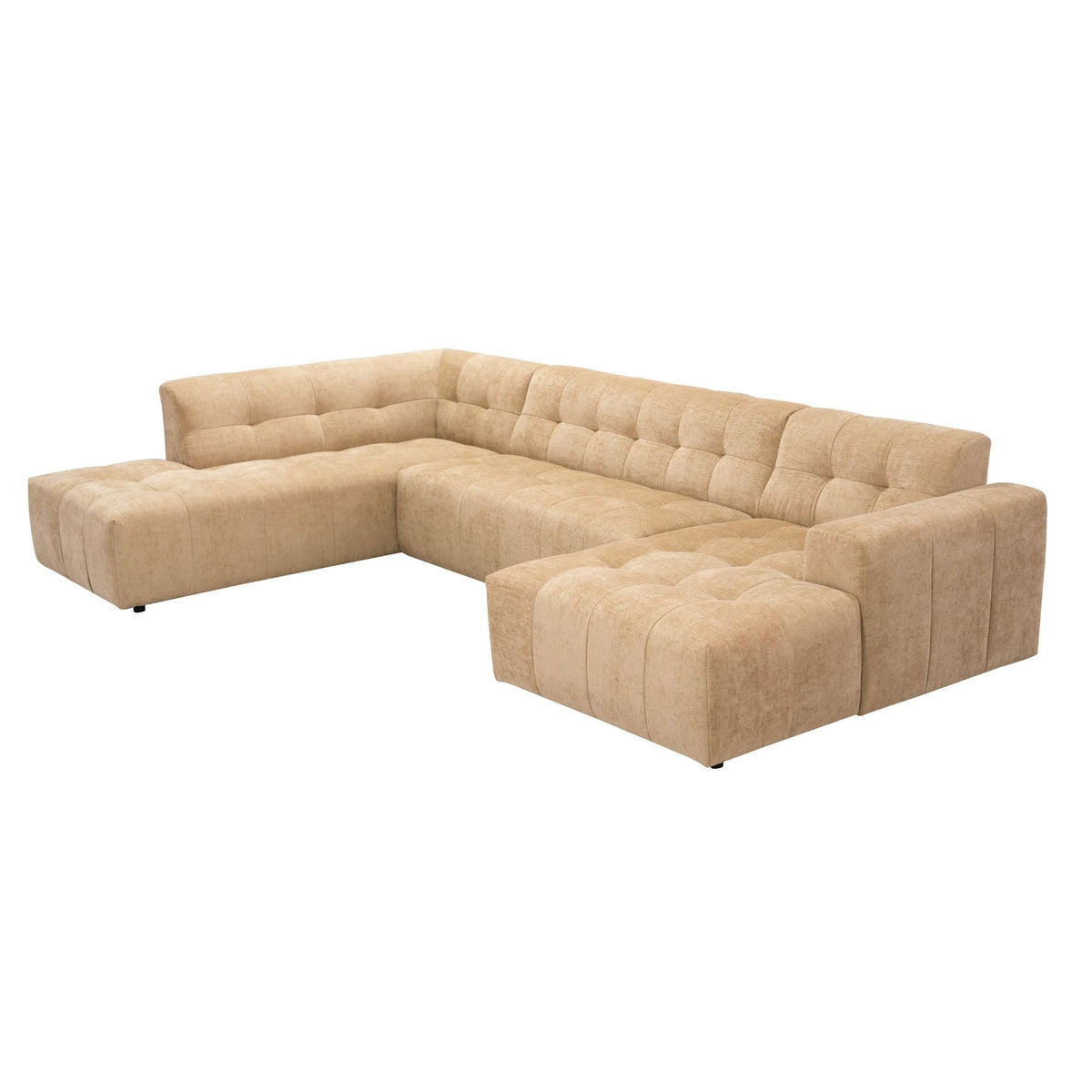 Salon Ruby U-bank camel ottomane links + 2,5-zits + lounge rechts - STF