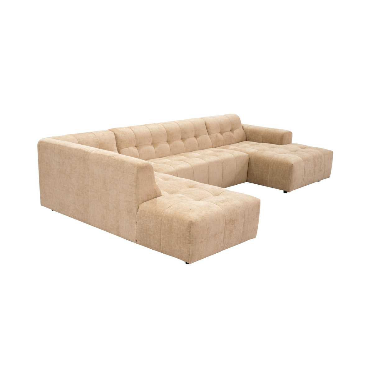Salon Ruby U-bank camel ottomane links + 2,5-zits + lounge rechts - STF
