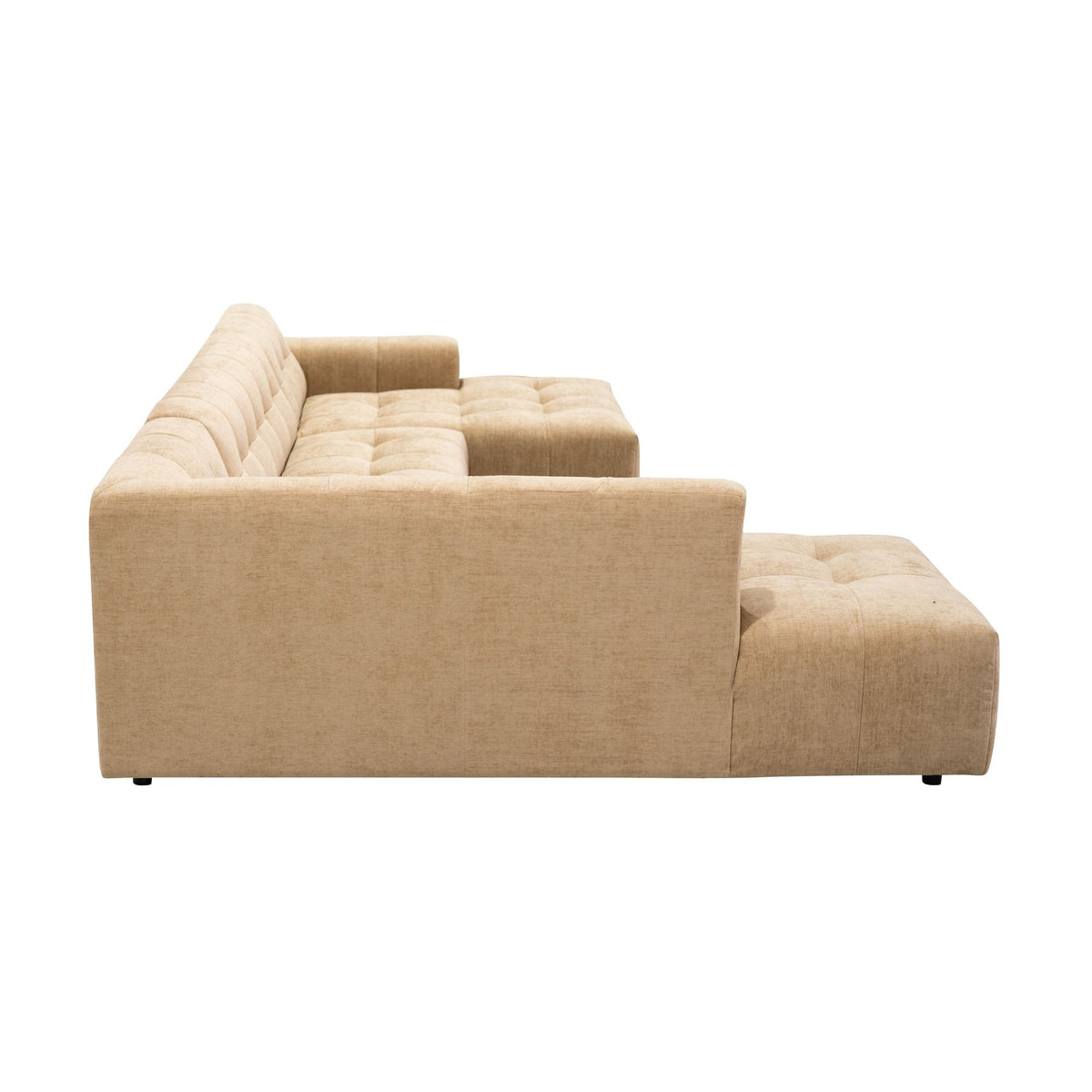 Salon Ruby U-bank camel ottomane links + 2,5-zits + lounge rechts - STF